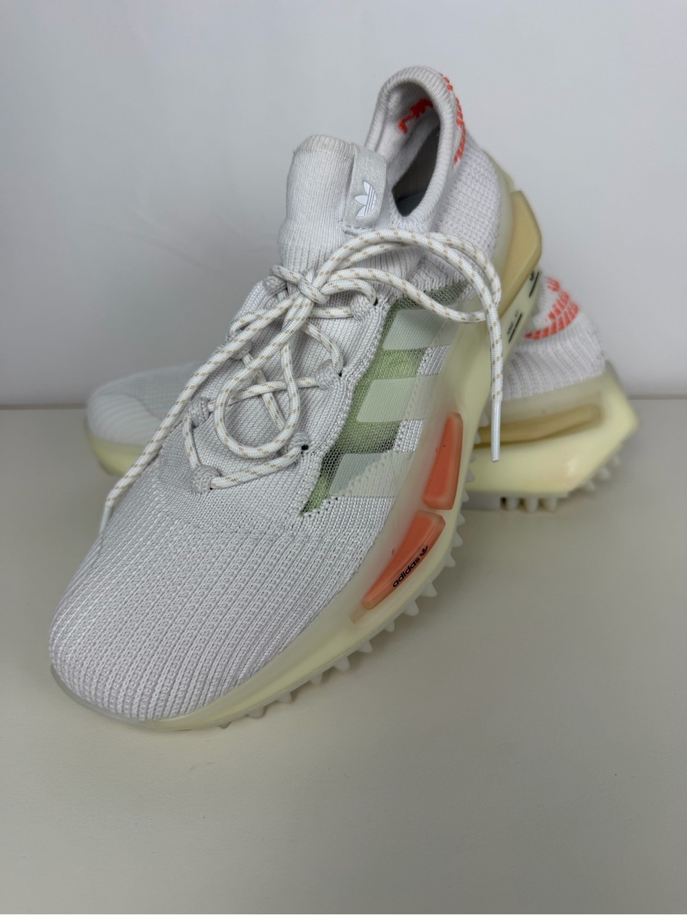 adidas NMD S1 Women’s 8 FZ5707 White Orange Teal Chunky Sneakers